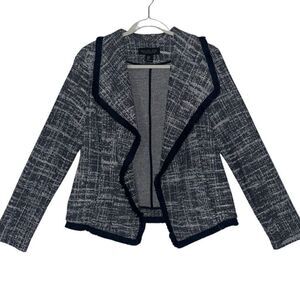 Rachel Zoe NAVY Tweed Draped Open Fringe Blazer
Women's size M EUC